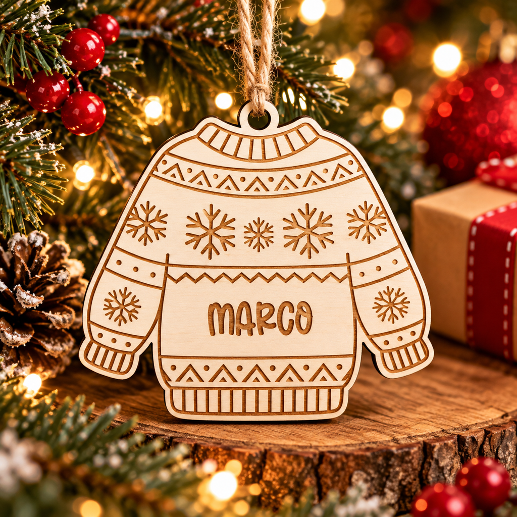 Maglioncino di Natale – Addobbo in Legno Personalizzato