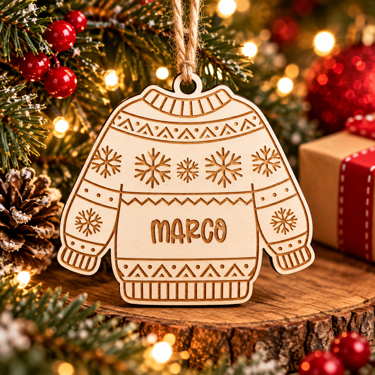 Maglioncino di Natale – Addobbo in Legno Personalizzato