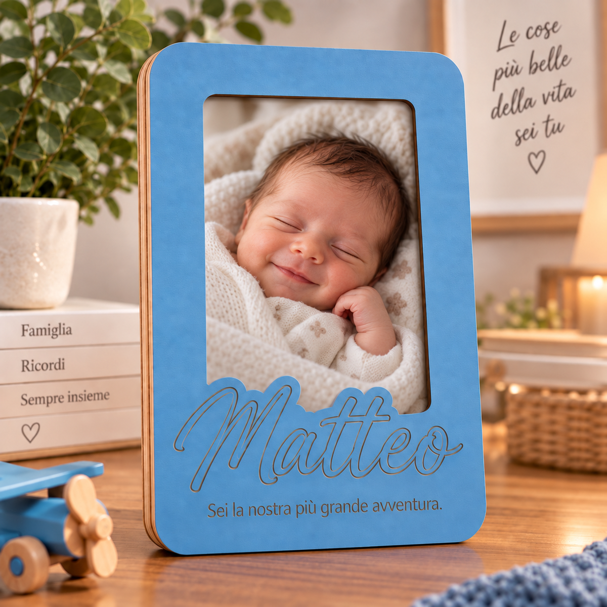 Cornice Portafoto Personalizzata con Nome e Frase – 18×25 cm