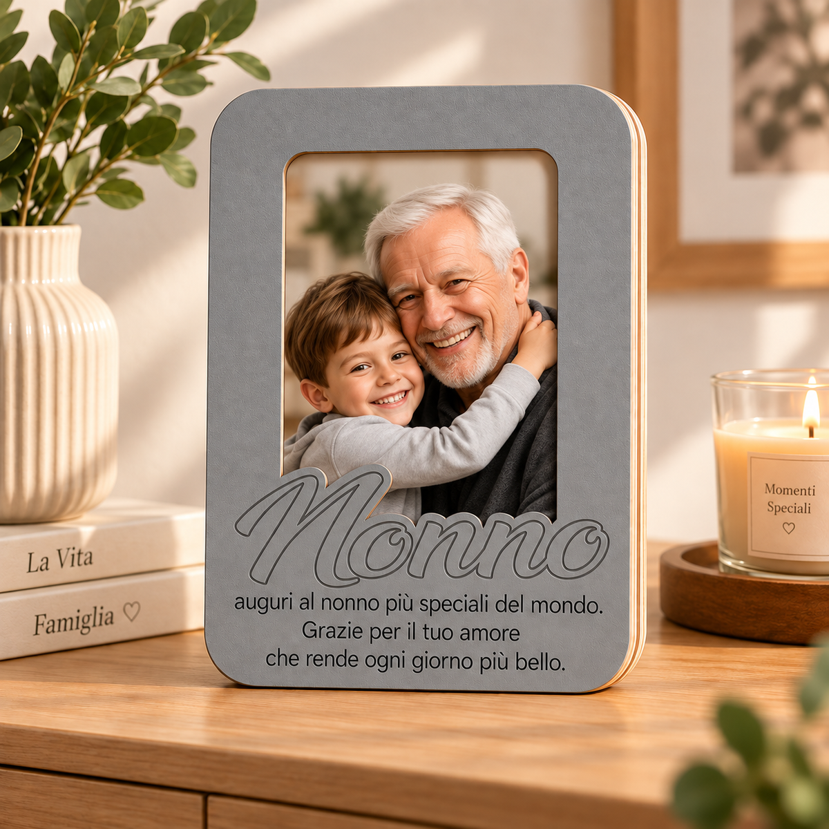 Cornice Portafoto Personalizzata con Nome e Frase – 18×25 cm