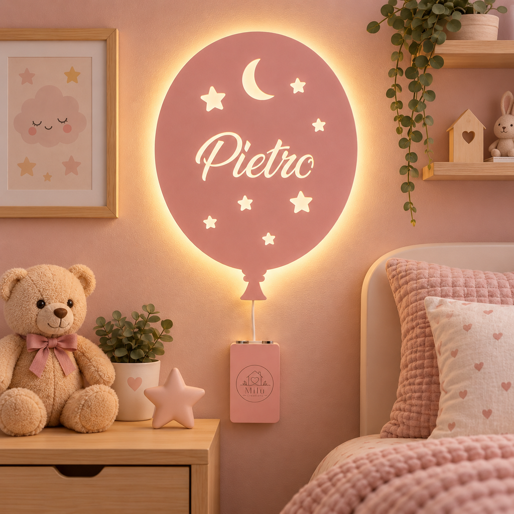 Lampada Palloncino personalizzato in legno alimentato a batterie