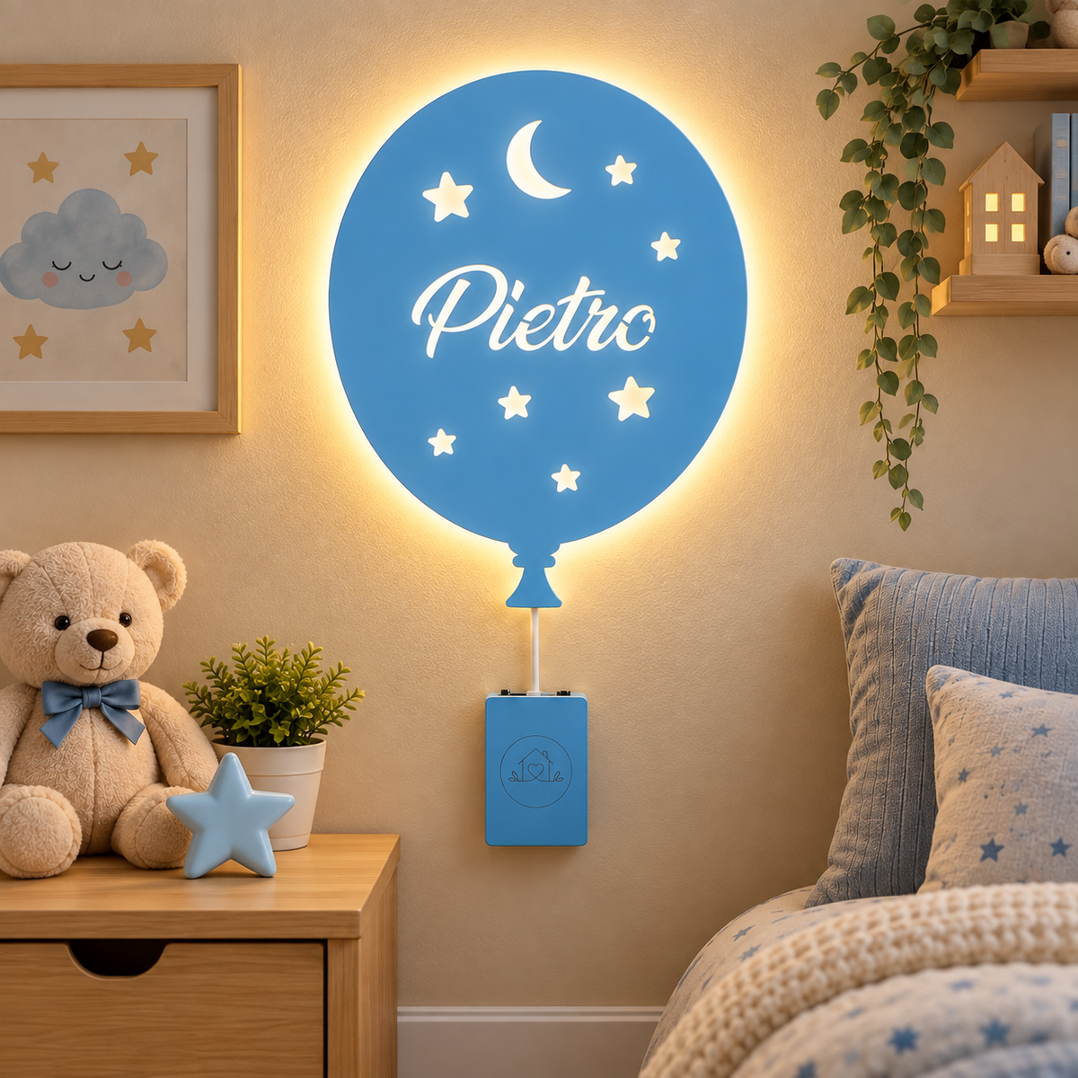 Lampada Palloncino personalizzato in legno alimentato a batterie