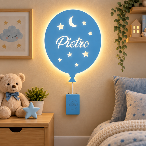 Lampada Palloncino LED COB Personalizzata con Nome – 28×20 cm