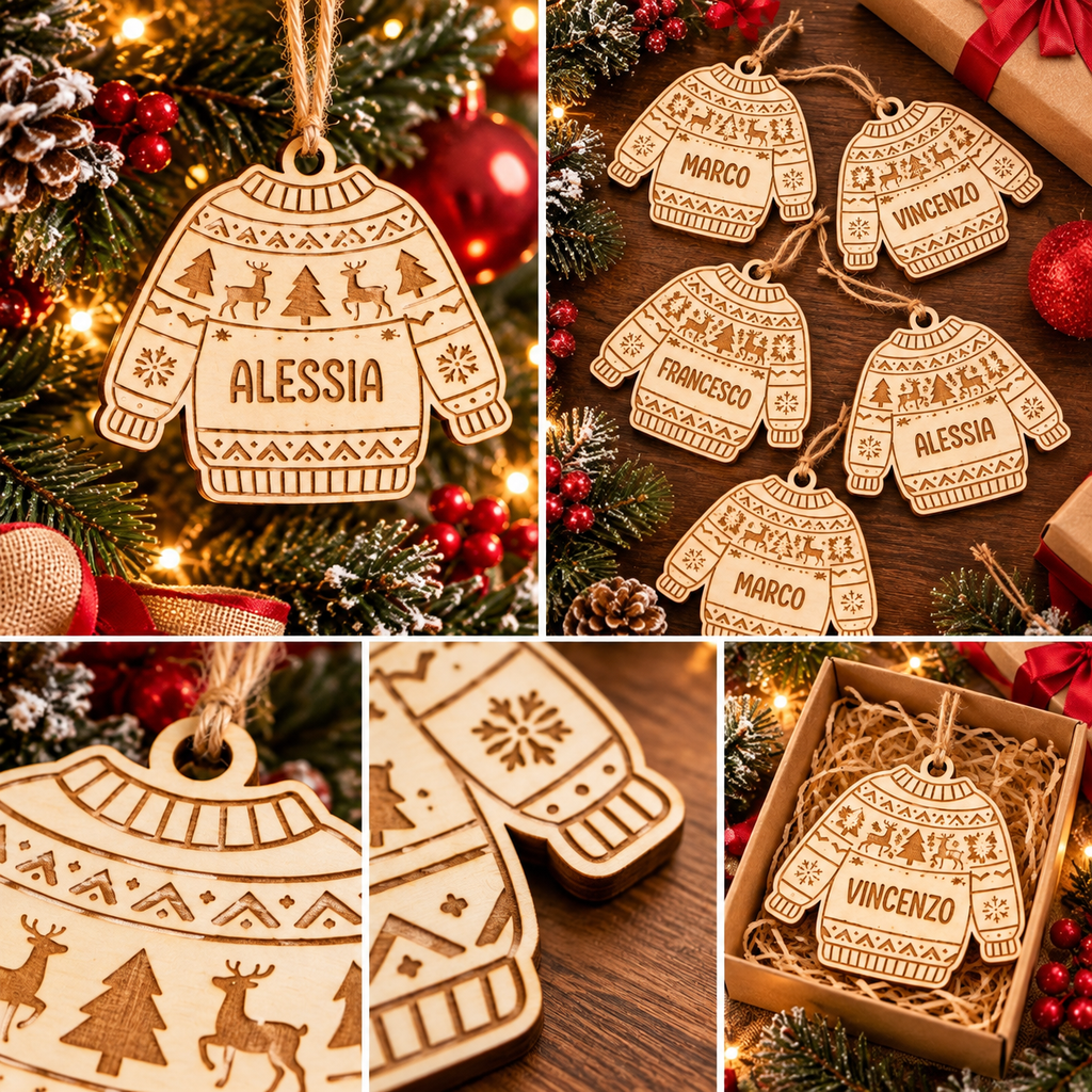 Maglioncino di Natale – Addobbo in Legno Personalizzato
