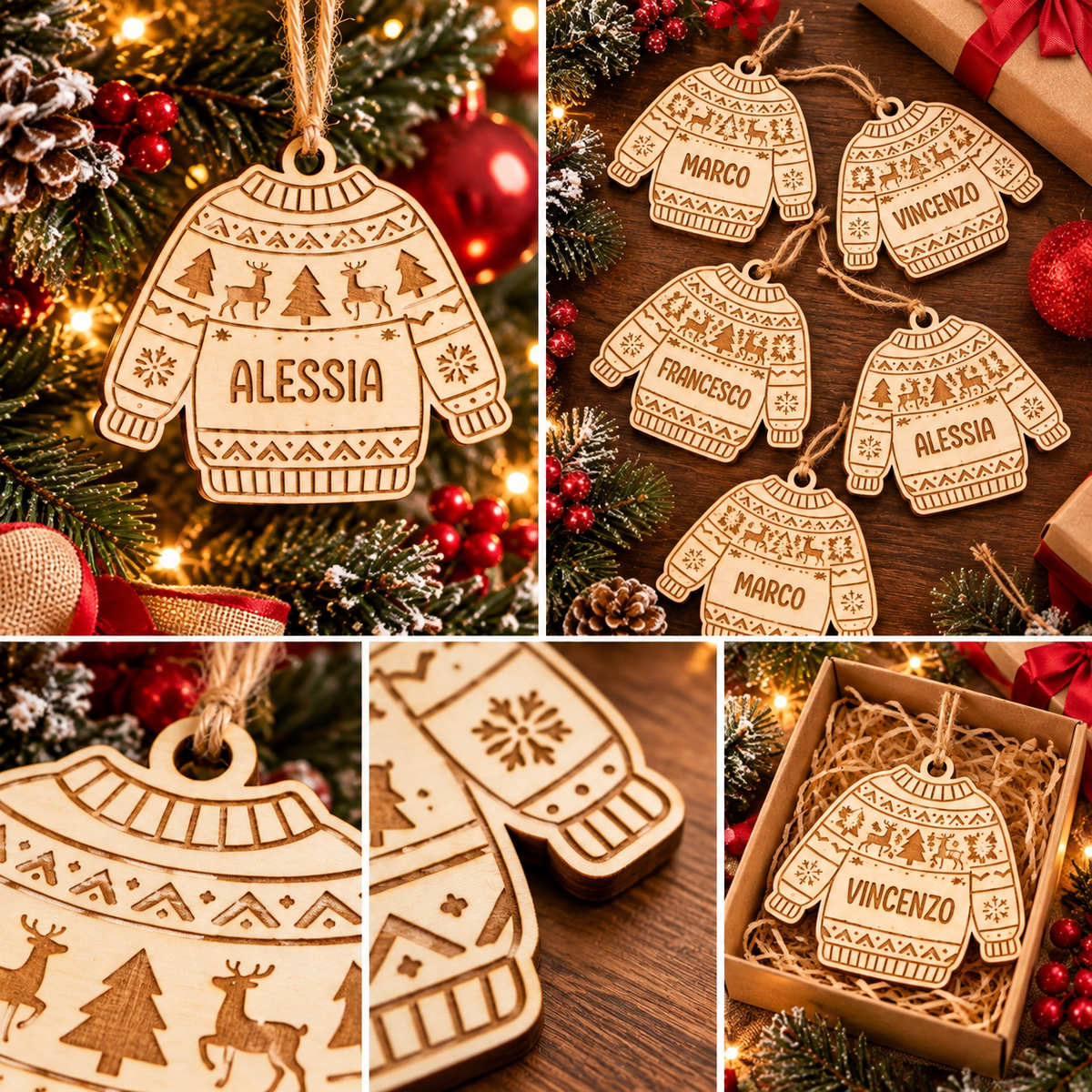 Maglioncino di Natale – Addobbo in Legno Personalizzato