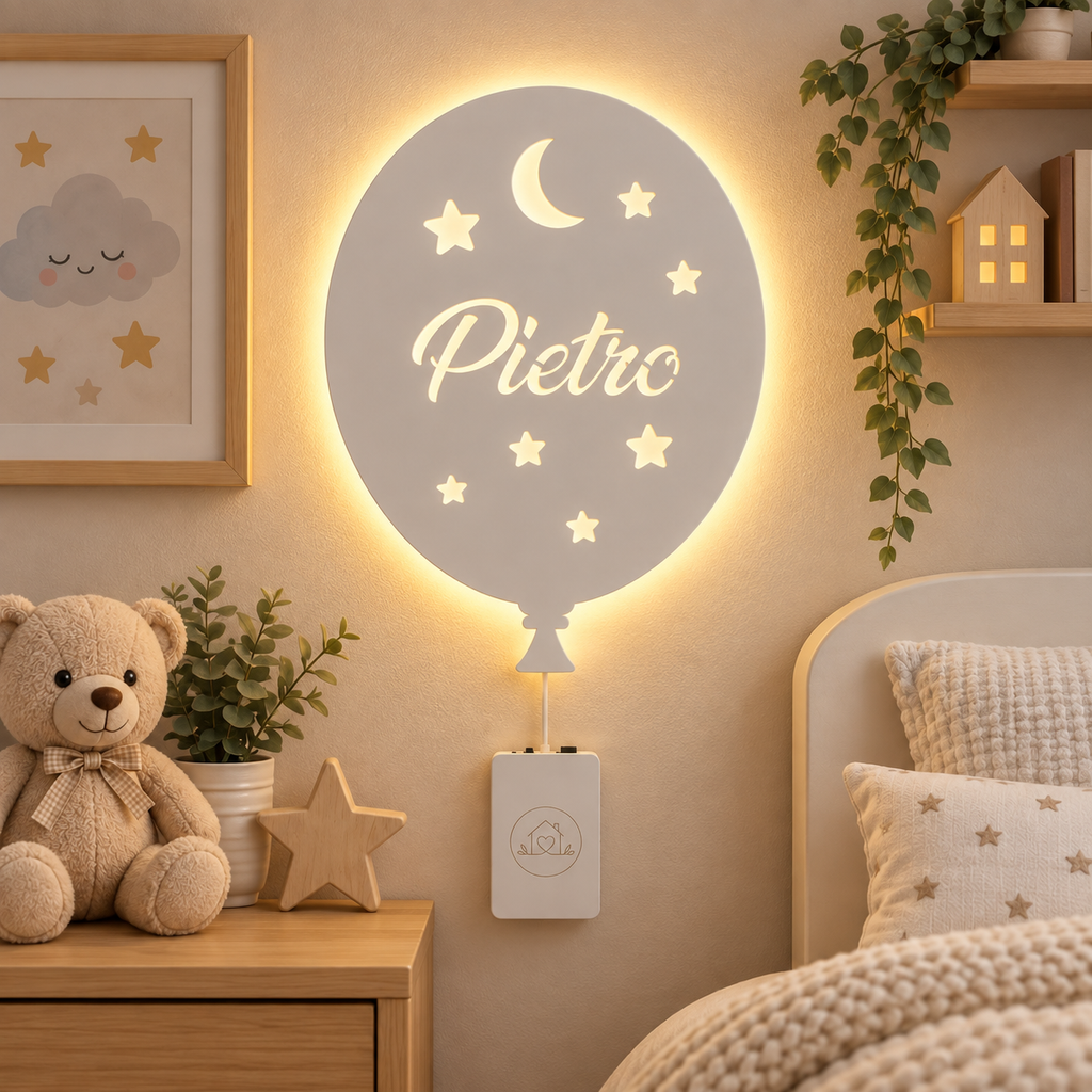 Lampada Palloncino personalizzato in legno alimentato a batterie