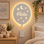 Lampada Palloncino personalizzato in legno alimentato a batterie