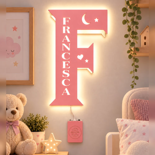Lampada lettera personalizzata in legno alimentata a batterie