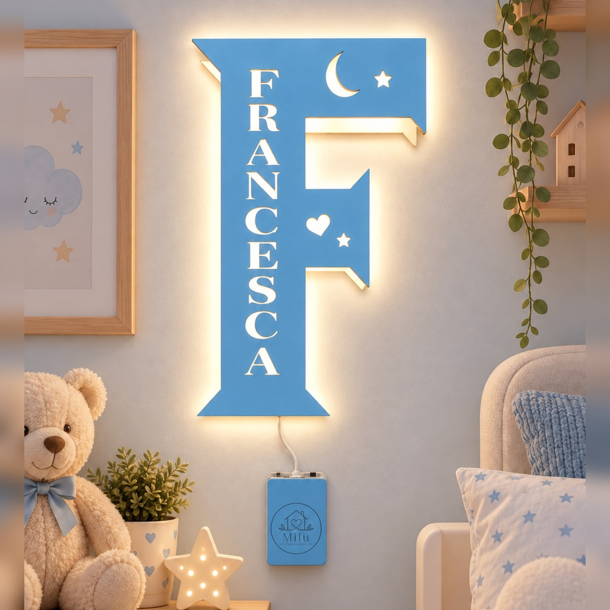 Lampada Lettera LED COB Personalizzata con Nome – 20×30 cm