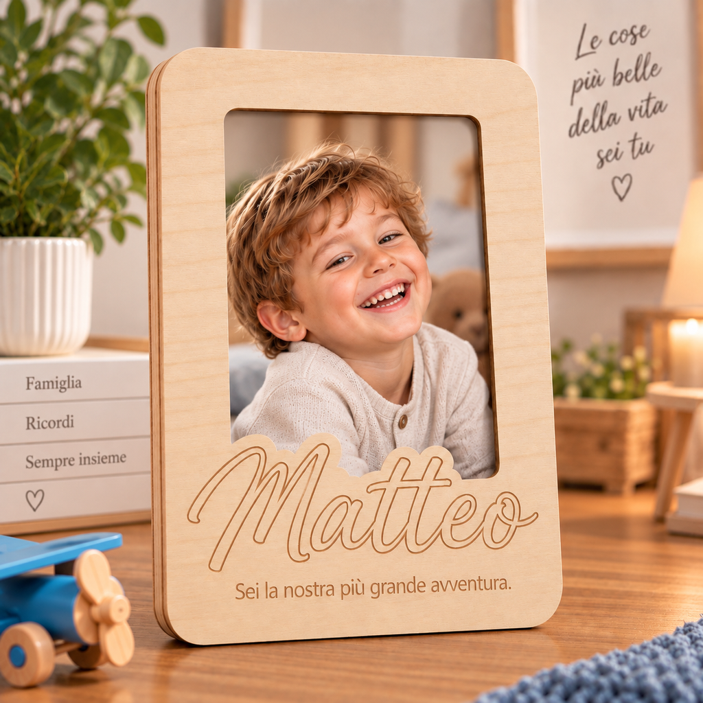 Cornice Portafoto Personalizzata con Nome e Frase – 18×25 cm