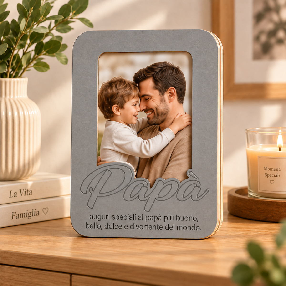 Cornice Portafoto Personalizzata con Nome e Frase – 18×25 cm