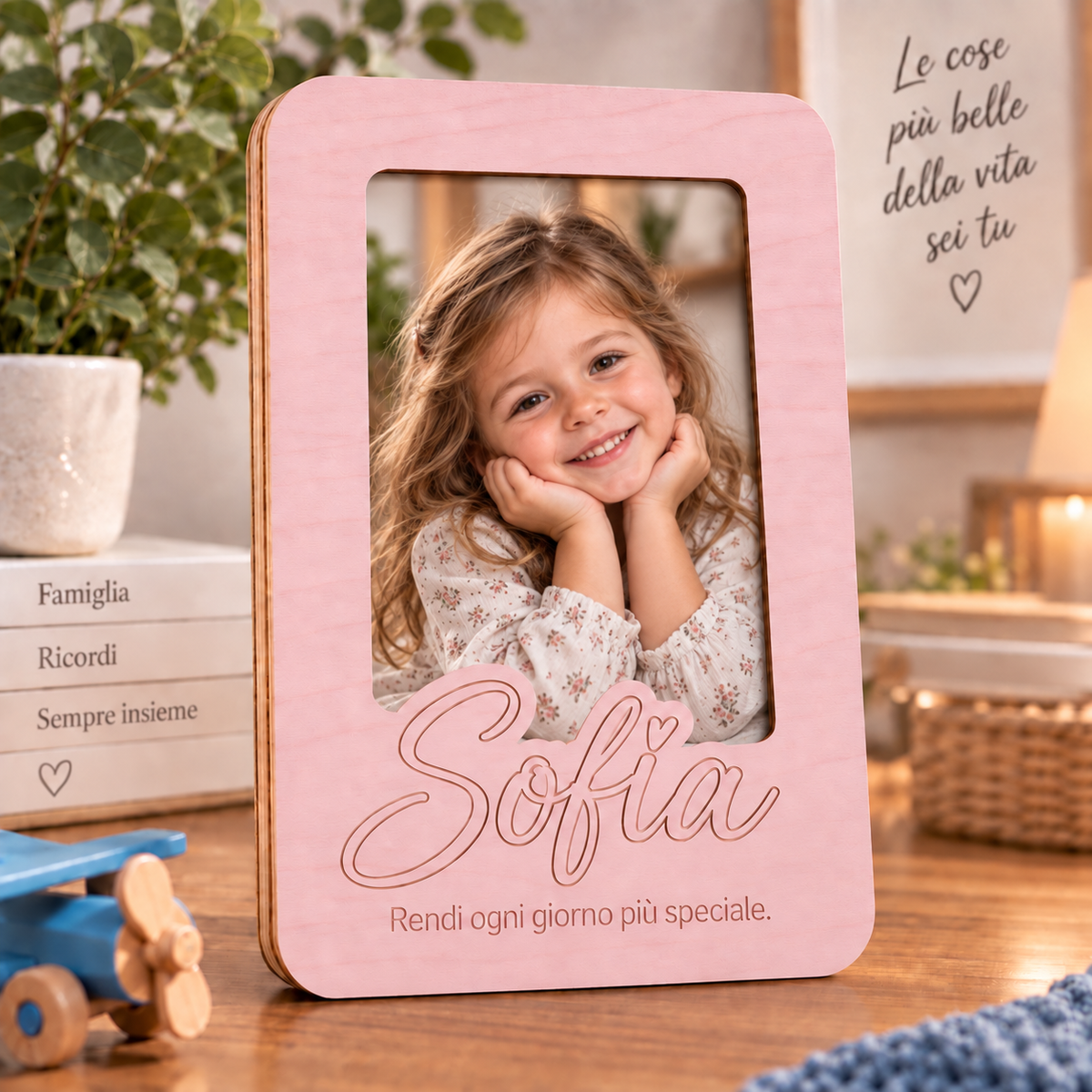 Cornice Portafoto Personalizzata con Nome e Frase – 18×25 cm