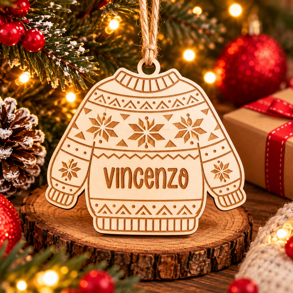 Maglioncino di Natale – Addobbo in Legno Personalizzato