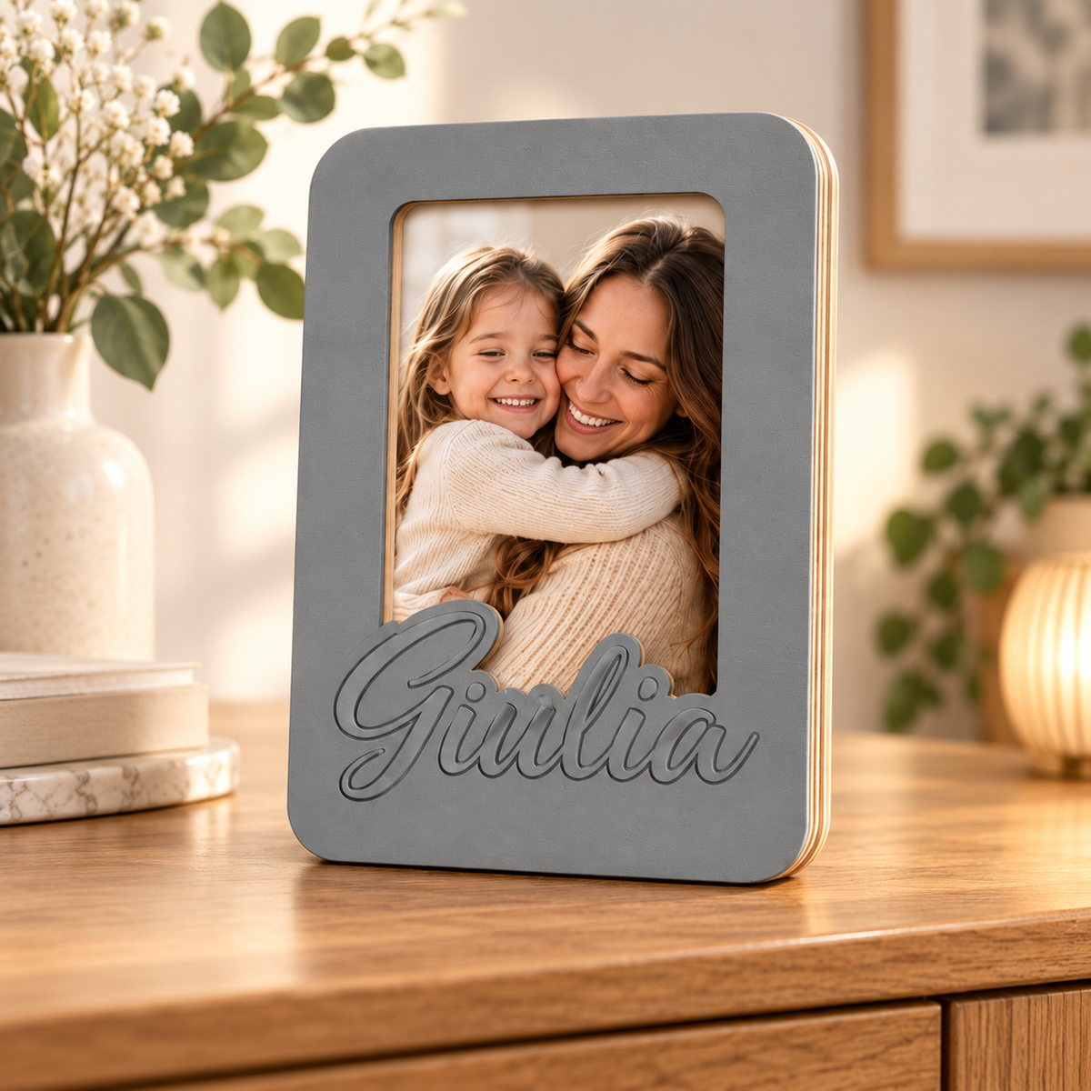 Cornice Portafoto Personalizzata con Nome e Frase – 18×25 cm