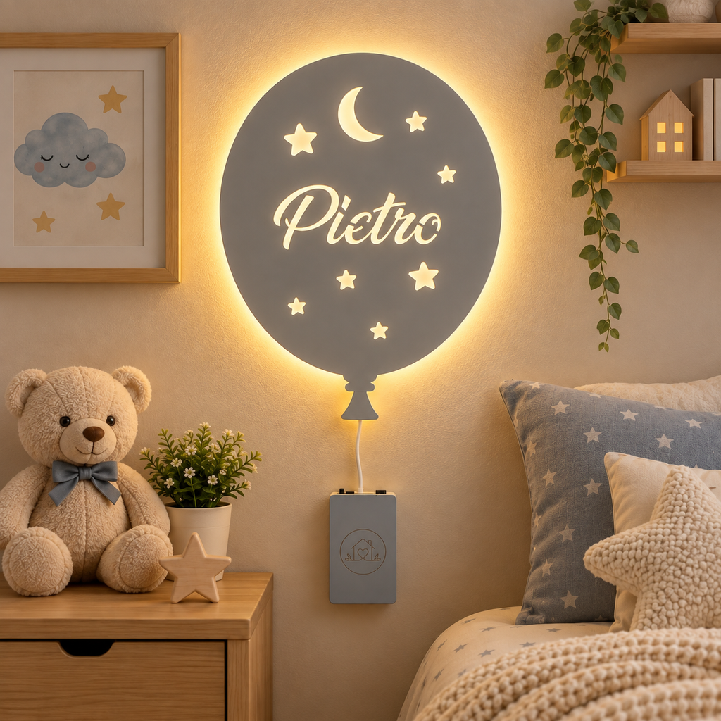 Lampada Palloncino personalizzato in legno alimentato a batterie