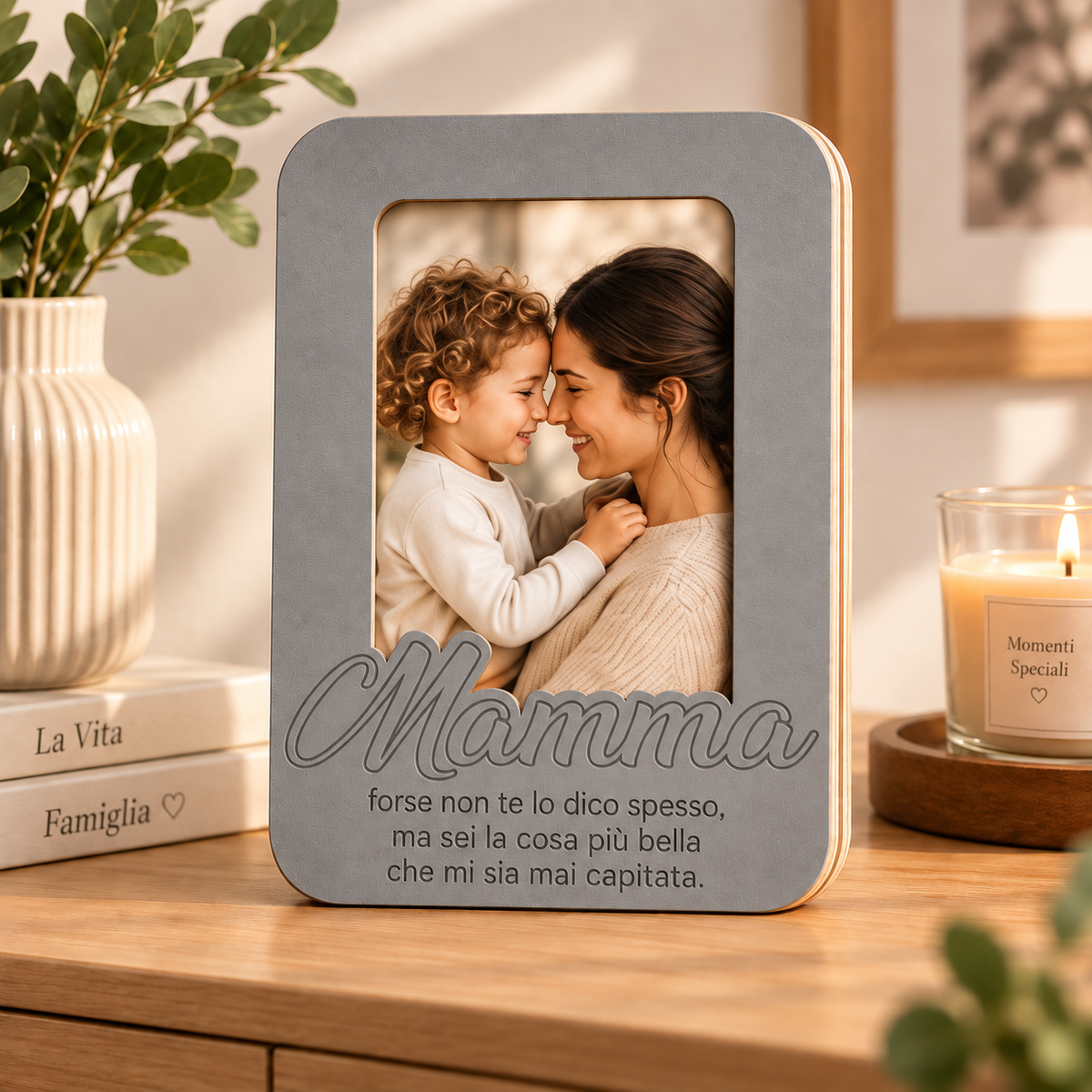 Cornice Portafoto Personalizzata con Nome e Frase – 18×25 cm