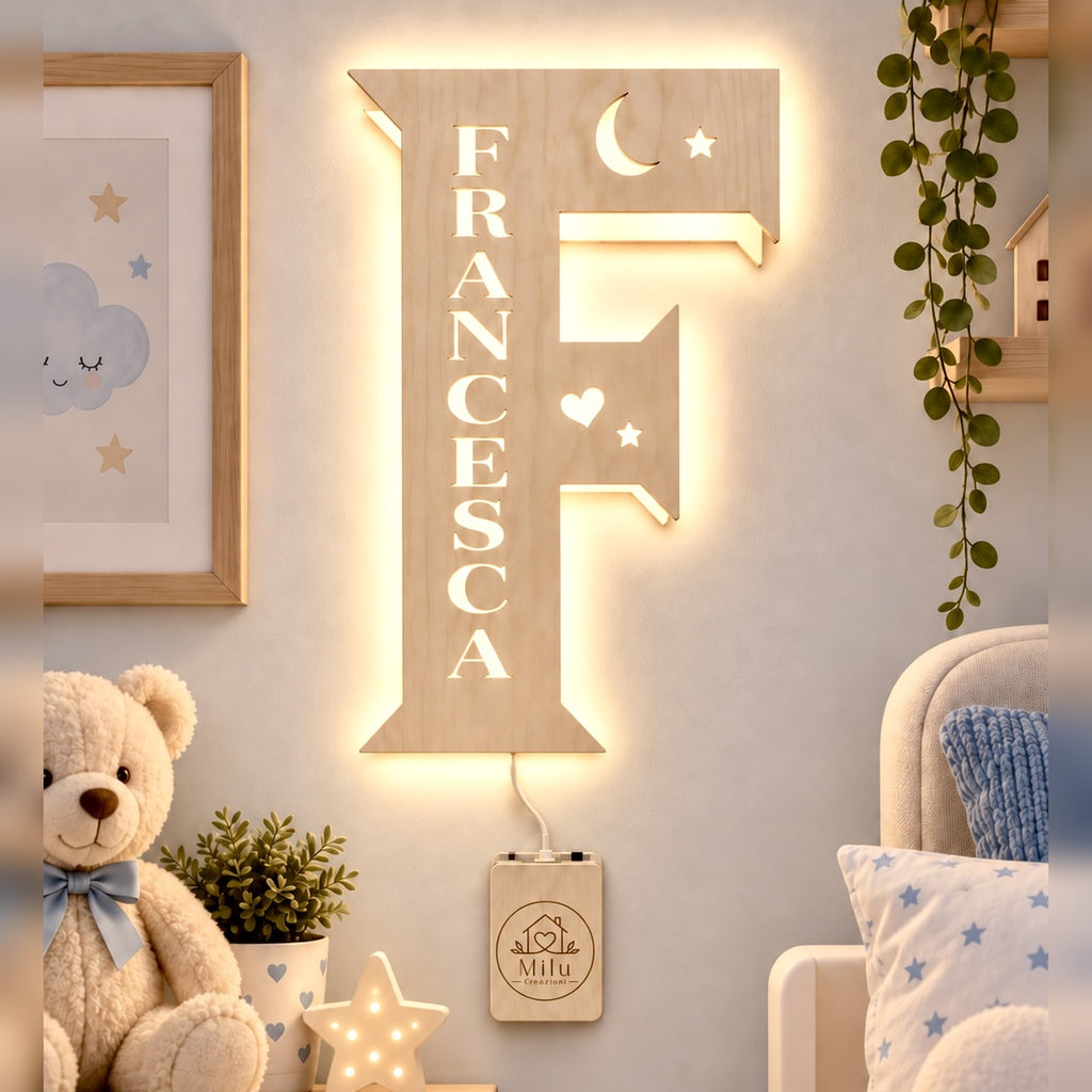 Lampada Lettera LED COB Personalizzata con Nome – 20×30 cm