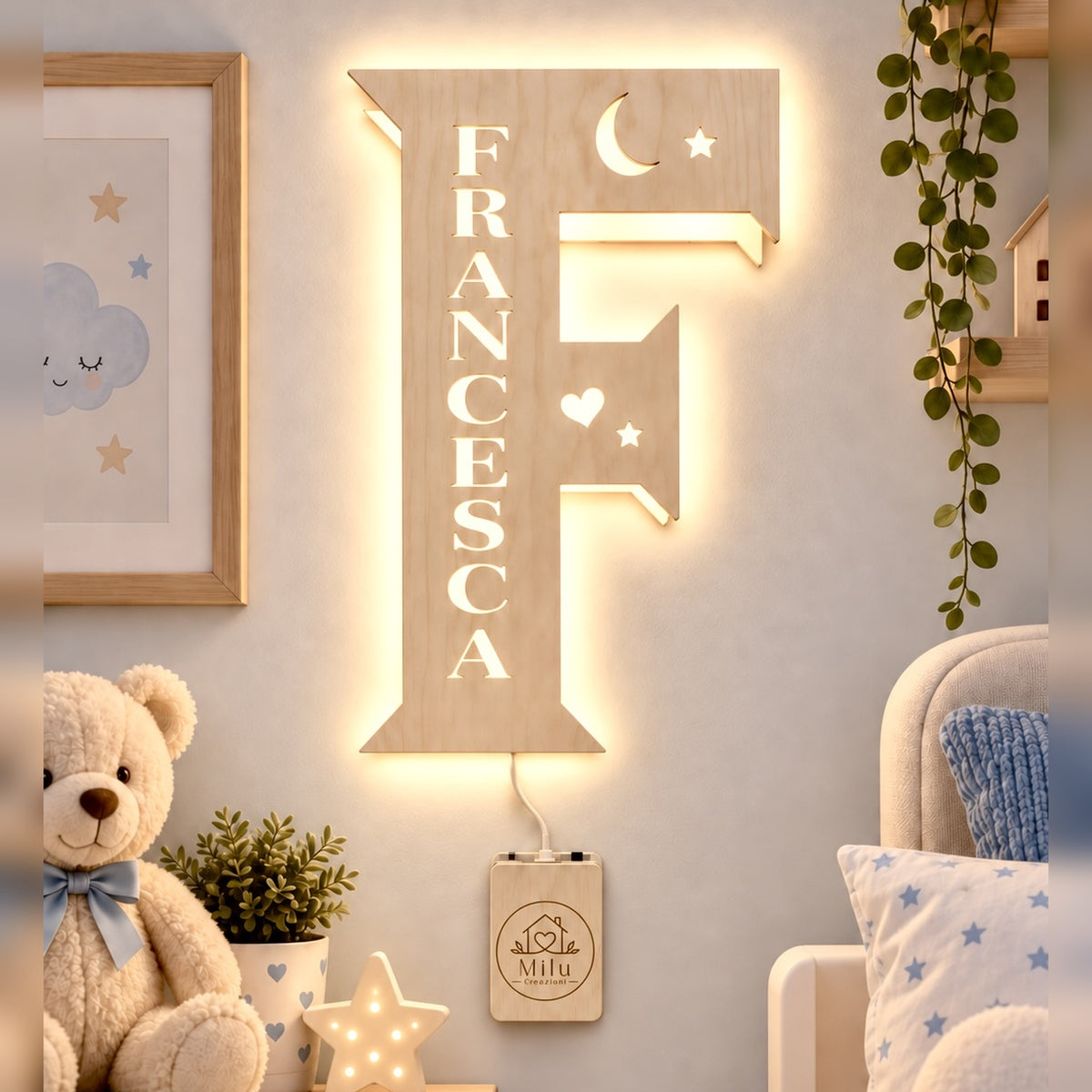 Lampada Lettera LED COB Personalizzata con Nome – 20×30 cm