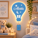 Lampada Mongolfiera personalizzata in legno alimentata a batterie