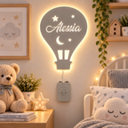 Lampada Mongolfiera personalizzata in legno alimentata a batterie