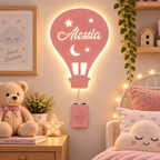 Lampada Mongolfiera personalizzata in legno alimentata a batterie