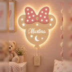 Lampada Minnie personalizzata in legno alimentato a batterie
