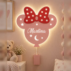 Lampada Minnie personalizzata in legno alimentato a batterie