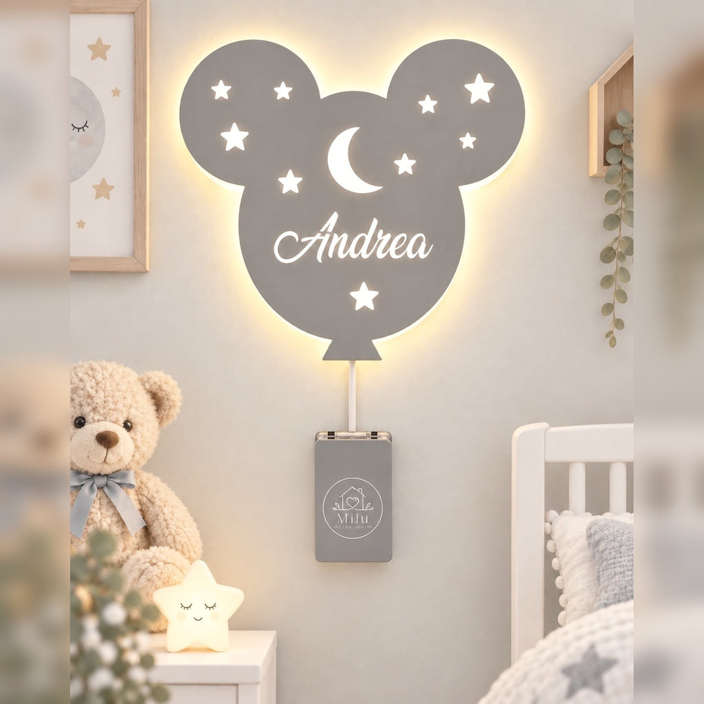 Lampada Topolino personalizzata in legno alimentato a batterie