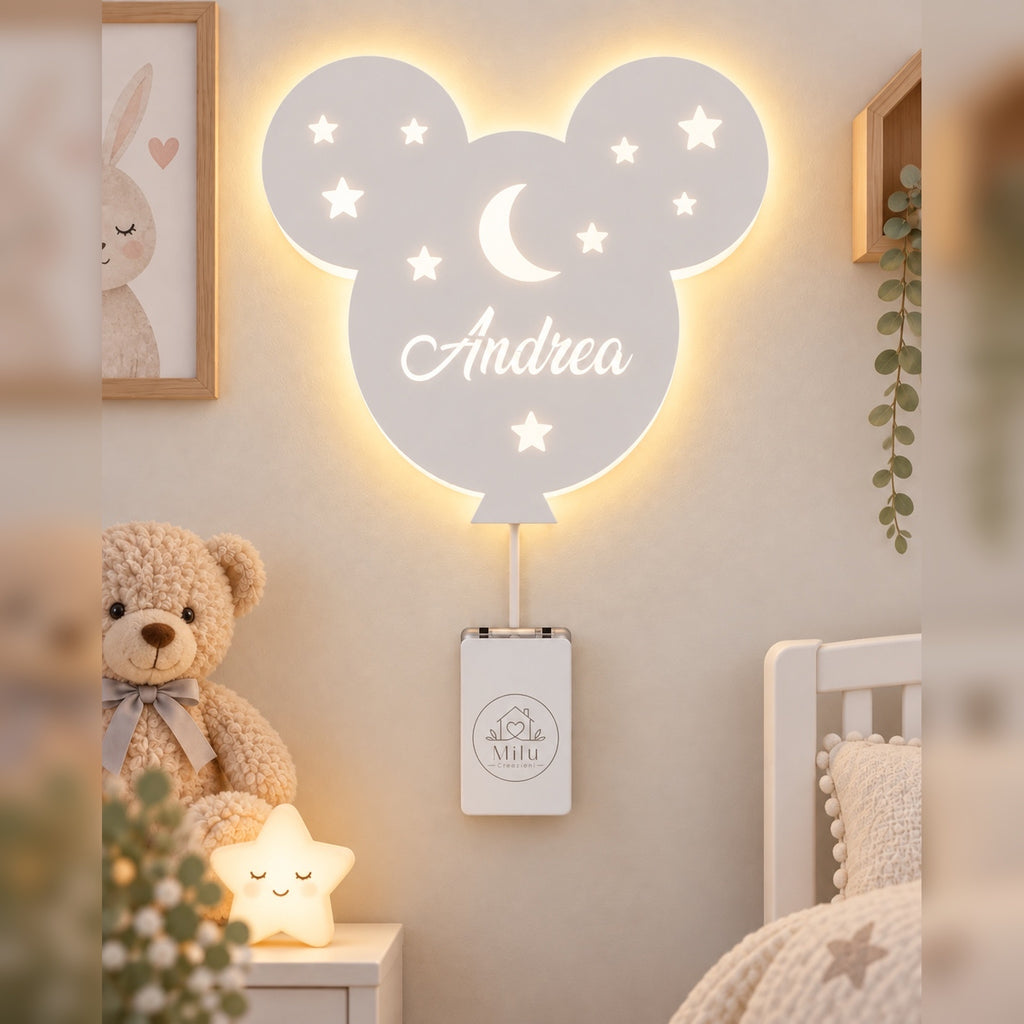Lampada Topolino personalizzata in legno alimentato a batterie