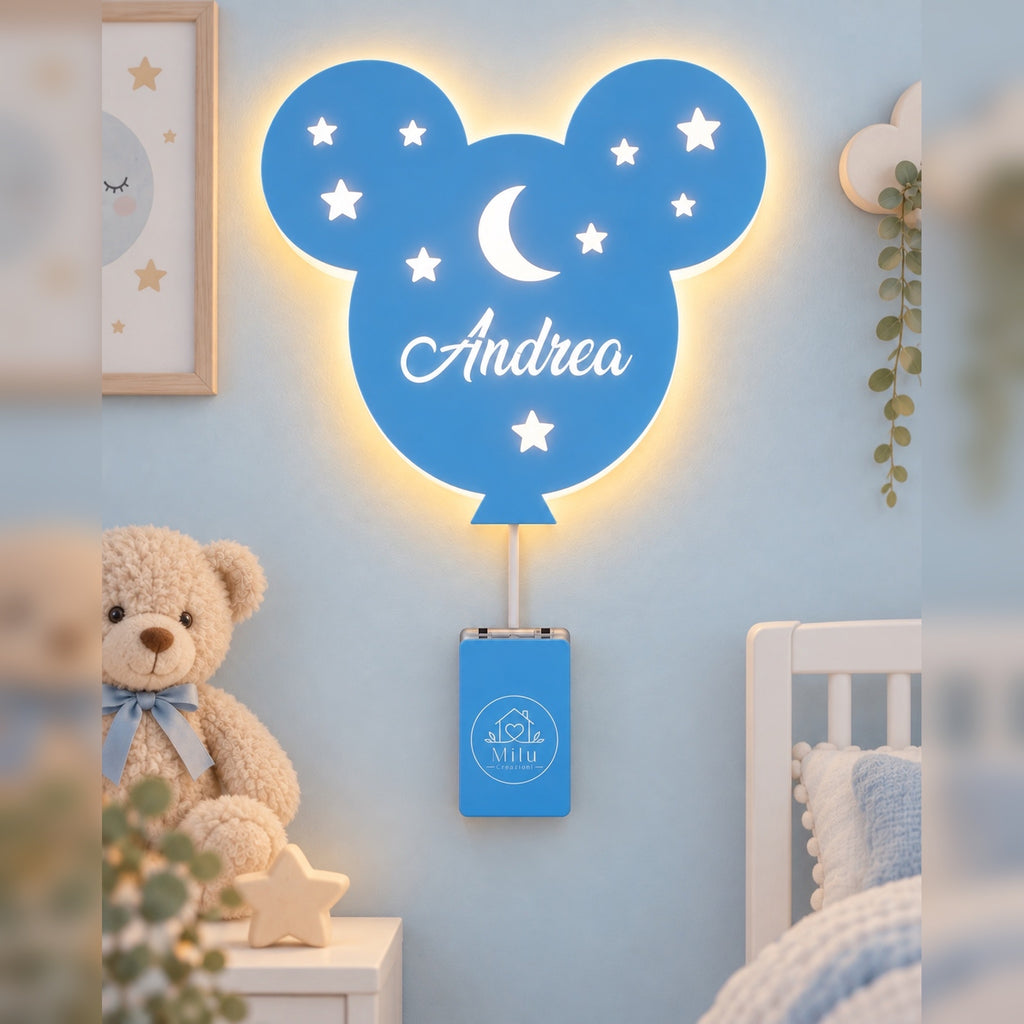 Lampada Topolino personalizzata in legno alimentato a batterie