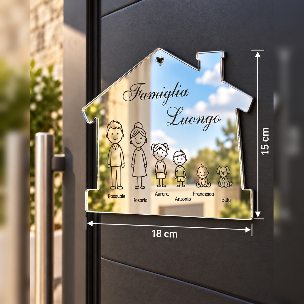 Fuoriporta Famiglia Personalizzato con Nomi e Sagome – 18×15 cm