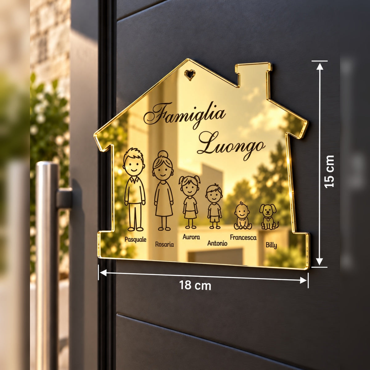 Fuoriporta Famiglia Personalizzato con Nomi e Sagome – 18×15 cm