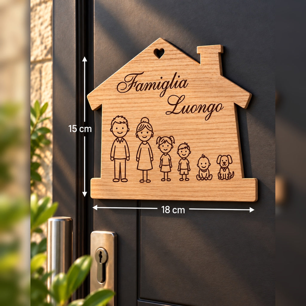 Fuoriporta Famiglia Personalizzato con Nomi e Sagome – 18×15 cm