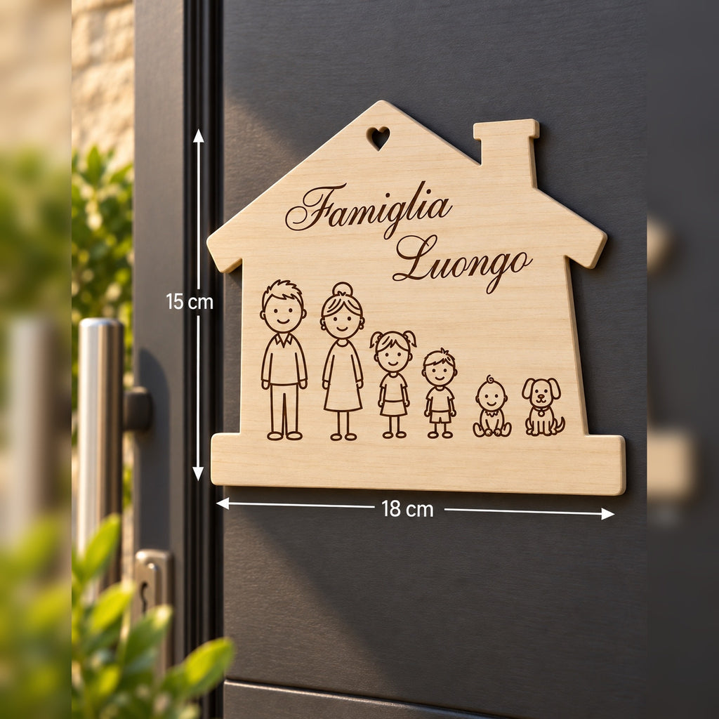 Fuoriporta Famiglia Personalizzato con Nomi e Sagome – 18×15 cm
