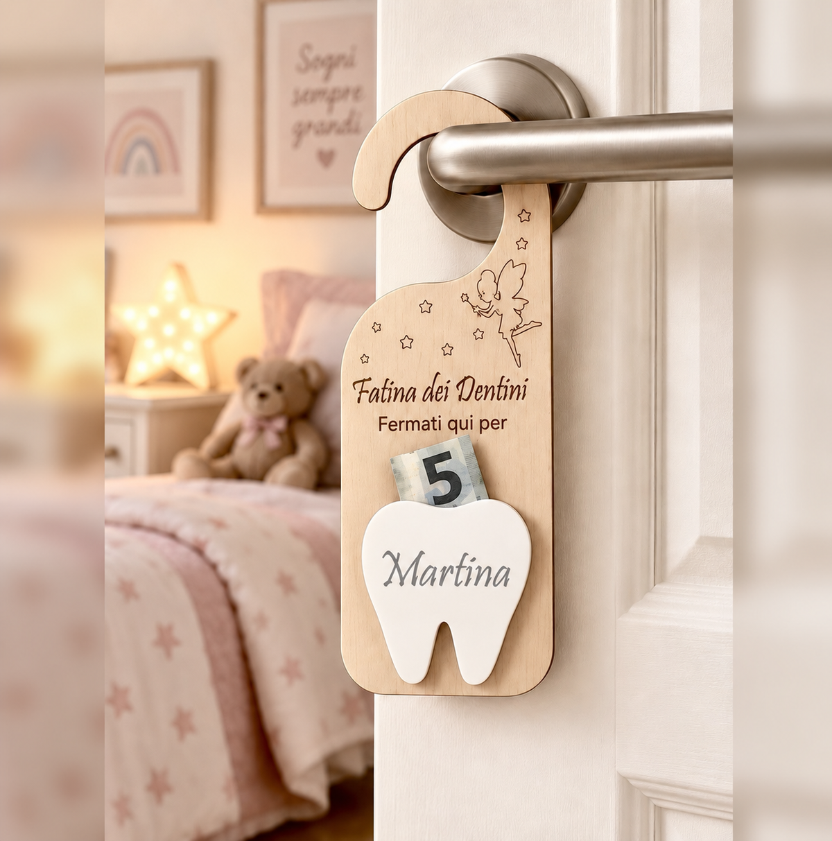 Porta Soldini Fatina dei Denti Personalizzato da Appendere