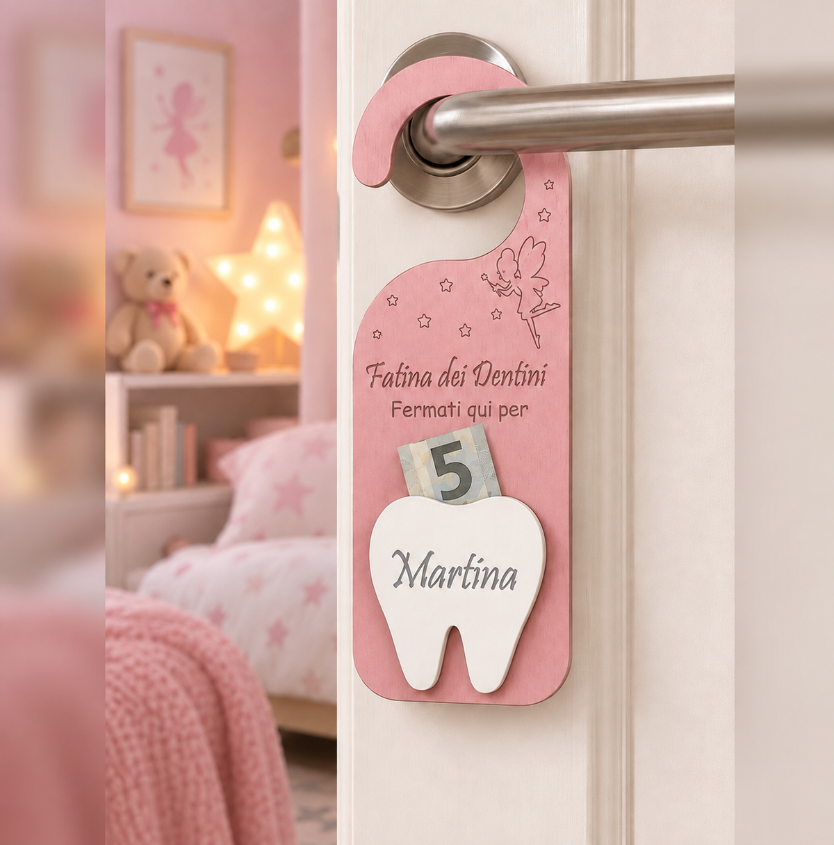 Porta Soldini Fatina dei Denti Personalizzato da Appendere