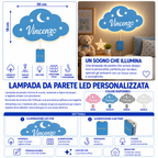 Lampada Nuvola LED COB Personalizzata con Nome – 30×18 cm