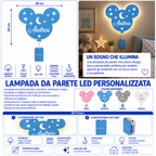 Lampada Topolino LED COB Personalizzata con Nome in Legno – 28×24 cm