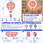 Lampada Mongolfiera LED COB Personalizzata con Nome – 28×20 cm