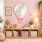 Specchio Mongolfiera per Cameretta Bambini in Legno e Plexiglass – 38×50 cm