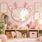 Specchio Cerbiatto per Cameretta Bambini in Legno e Plexiglas – 50×42 cm