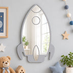 Specchio Razzo per Cameretta Bambini in Legno – 35×50 cm