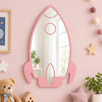 Specchio Razzo per Cameretta Bambini in Legno – 35×50 cm