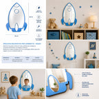 Specchio Razzo per Cameretta Bambini in Legno – 35×50 cm