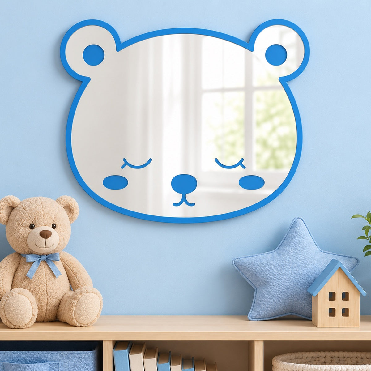 Specchio Orsetto per Cameretta Bambini in Legno e Plexiglas – 45×35 cm
