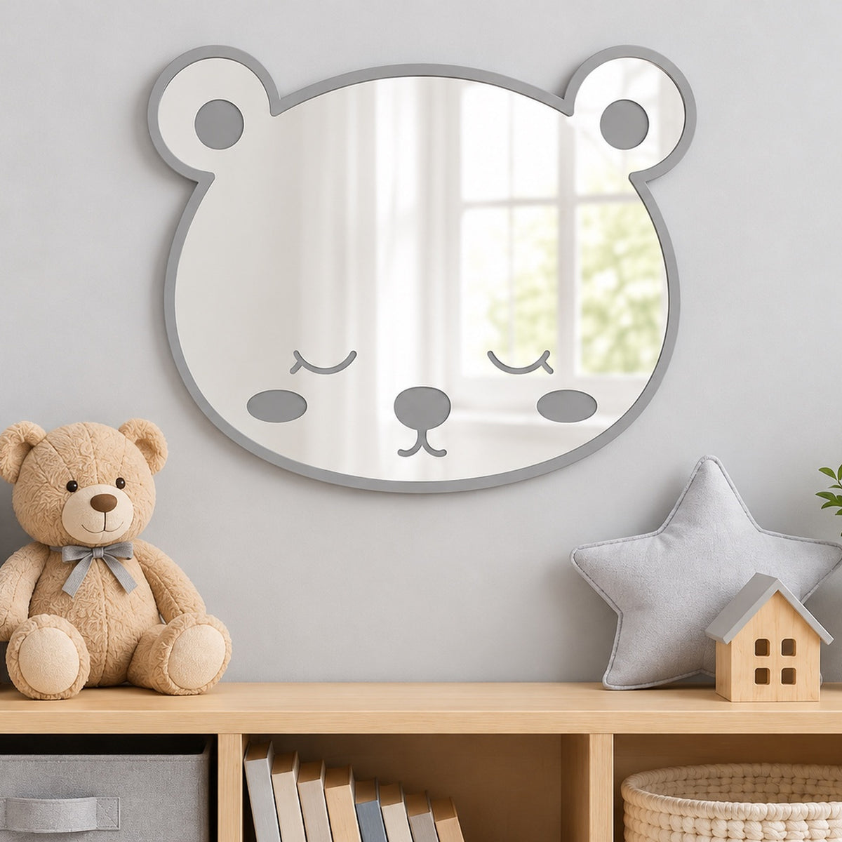 Specchio Orsetto per Cameretta Bambini in Legno e Plexiglas – 45×35 cm