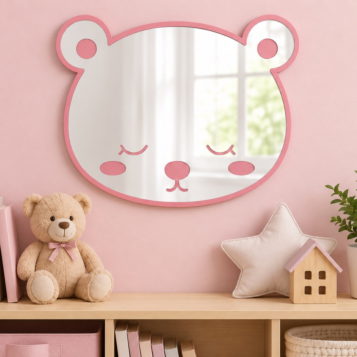 Specchio Orsetto per Cameretta Bambini in Legno e Plexiglas – 45×35 cm