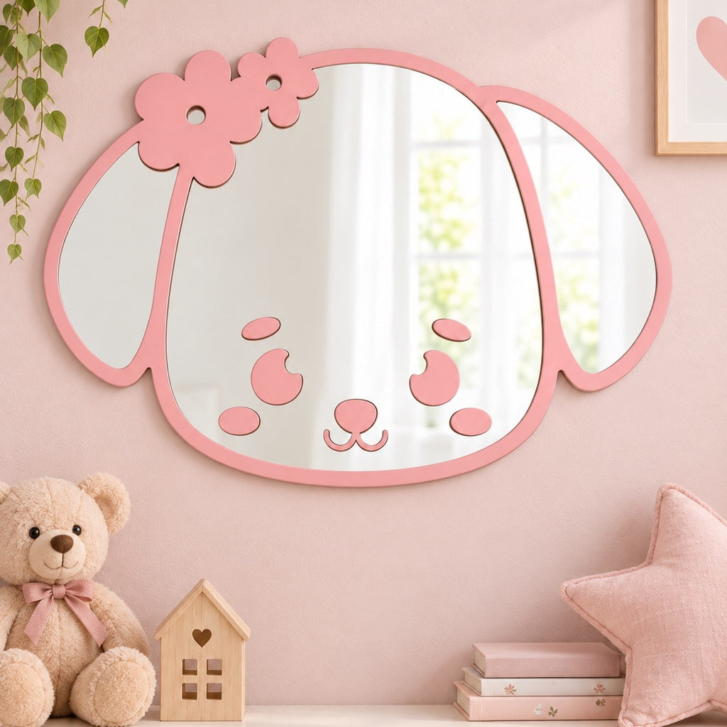 Specchio Cagnolina per Cameretta Bambini in Legno – 50×35 cm