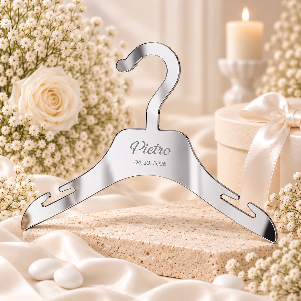 Stampella Battesimale Personalizzata in Plexiglass Specchiato – Oro o Argento