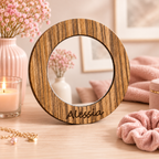 Specchietto da Borsa Personalizzato con Nome – Legno o Plexiglass